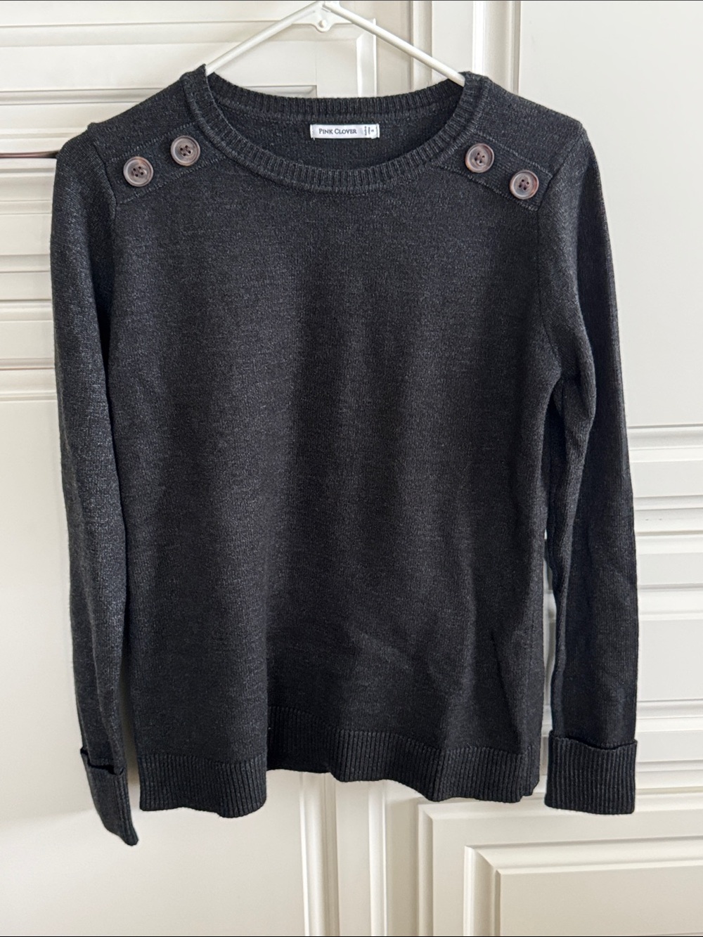 Pink Clover Button-Shoulder Sweater